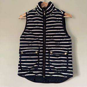 J. Crew Navy Blue Striped Quilted Puffer Vest